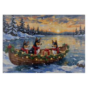 Basenji Christmas Boat Holiday Cutting Board
