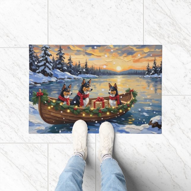 Basenji Christmas Boat Holiday Doormat (Indoor)