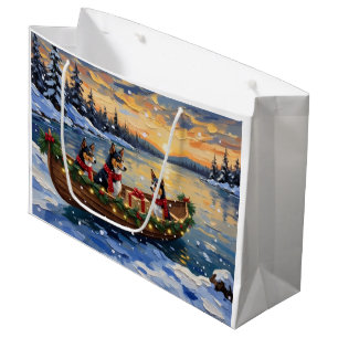 Basenji Christmas Boat Holiday Large Gift Bag