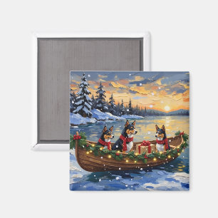 Basenji Christmas Boat Holiday Magnet
