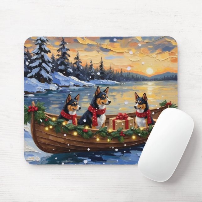 Basenji Christmas Boat Holiday Mouse Pad (With Mouse)