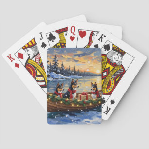 Basenji Christmas Boat Holiday Playing Cards