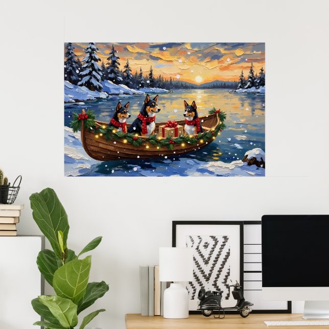 Basenji Christmas Boat Holiday Poster (Home Office)