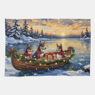 Basenji Christmas Boat Holiday Tea Towel