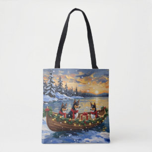 Basenji Christmas Boat Holiday Tote Bag