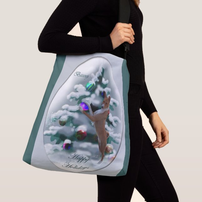 Basenji Christmas Crossbody Bag (Close Up)