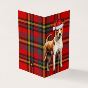 Basenji Christmas Dog Red and Green Holiday Plaid