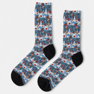 Basenji Christmas Festive Snow Scene Socks