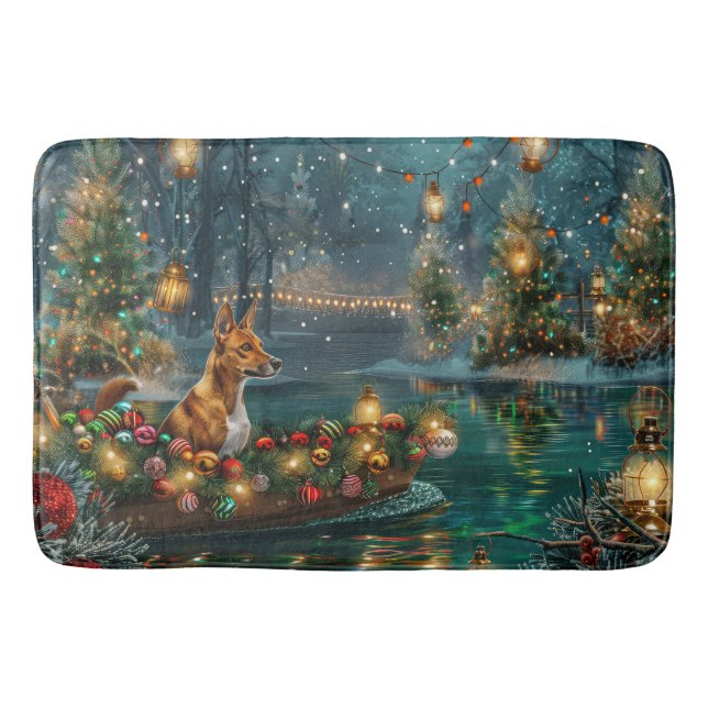 Basenji Christmas Festive Voyage Bath Mat (Front)