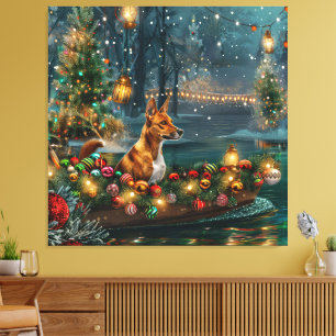 Basenji Christmas Festive Voyage Canvas Print