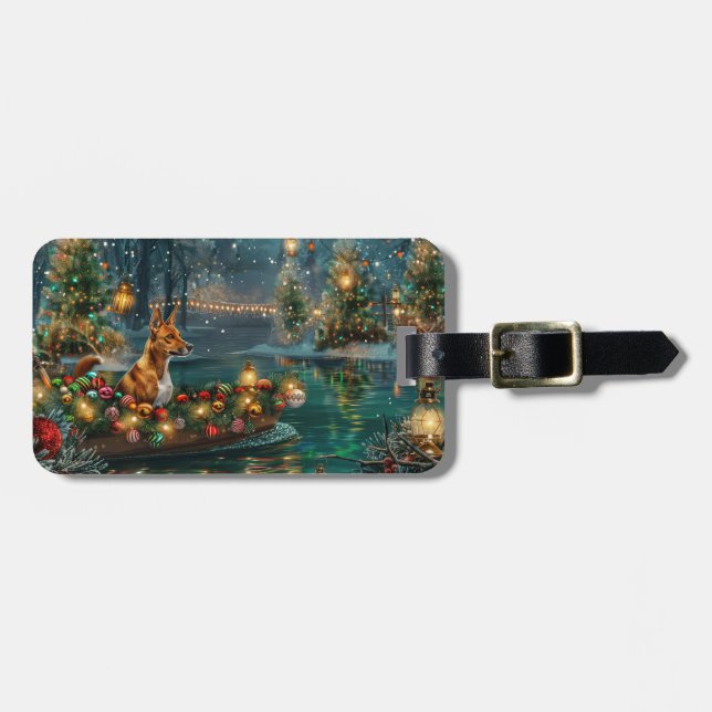 Basenji Christmas Festive Voyage Luggage Tag (Front Horizontal)