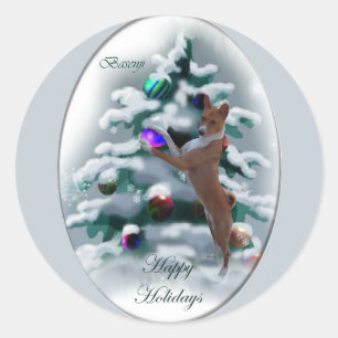 Basenji Christmas Gifts Classic Round Sticker
