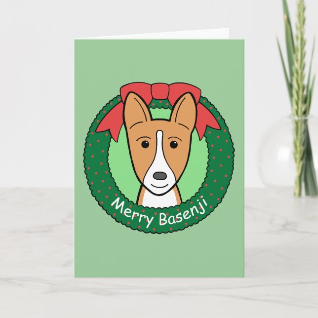Basenji Christmas Holiday Card (Front)
