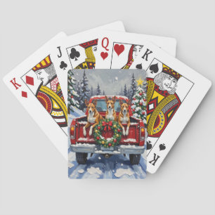 Basenji Christmas Red Truck Holiday Playing Cards