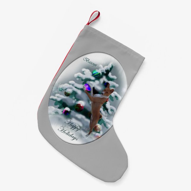 Basenji Christmas Small Christmas Stocking (Front (Hanging))