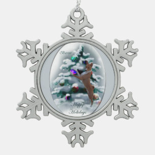 Basenji Christmas Snowflake Pewter Christmas Ornament