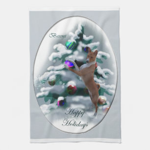 Basenji Christmas Tea Towel