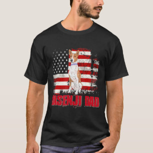 Basenji Dad American Flag 4th Of July Dog T-Shirt