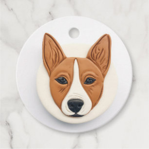 Basenji Dog 3D Inspired Favour Tags
