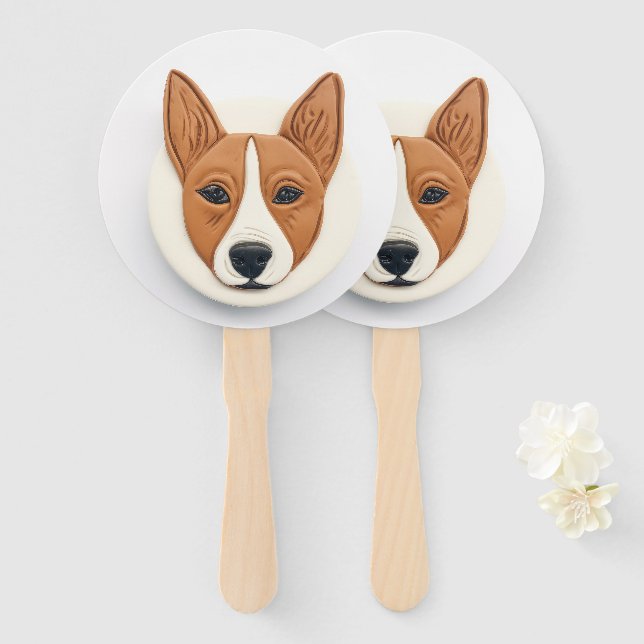 Basenji Dog 3D Inspired Hand Fan (Front and Back)