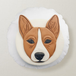Basenji Dog 3D Inspired Round Cushion