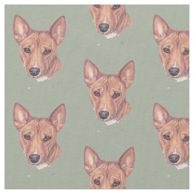 Basenji Dog Art Drawing Fabric (Close Up)