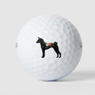 Basenji Dog Breed Boho Floral Silhouette Golf Balls