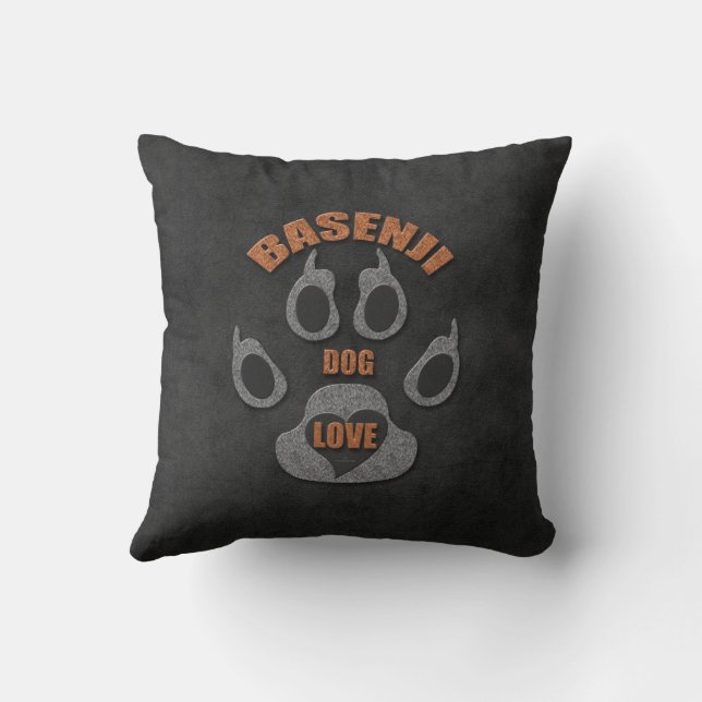 Basenji Dog Breed Deep Grey and Brown Paw Cushion (Back)