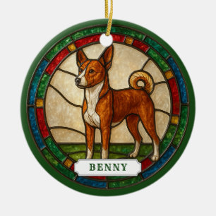 Basenji Dog Ceramic Circle Ornament