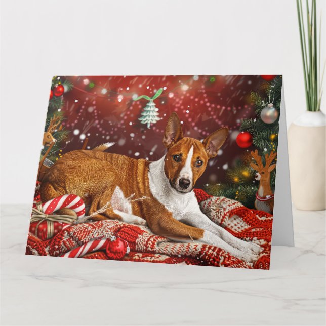 Basenji Dog Christmas Festive  Card (Front)