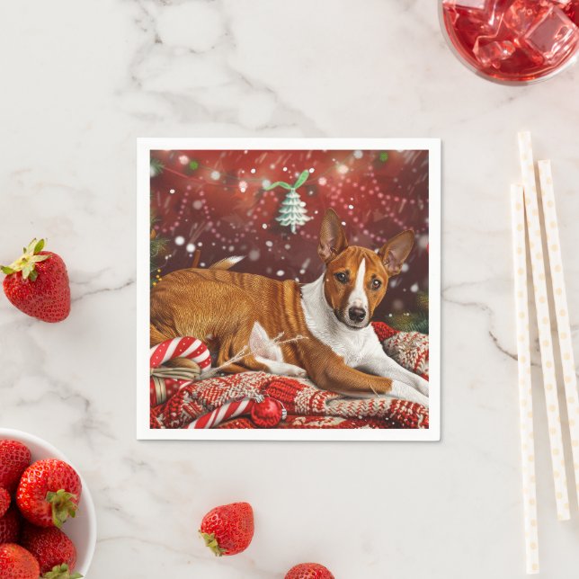 Basenji Dog Christmas Festive  Napkin (Insitu)