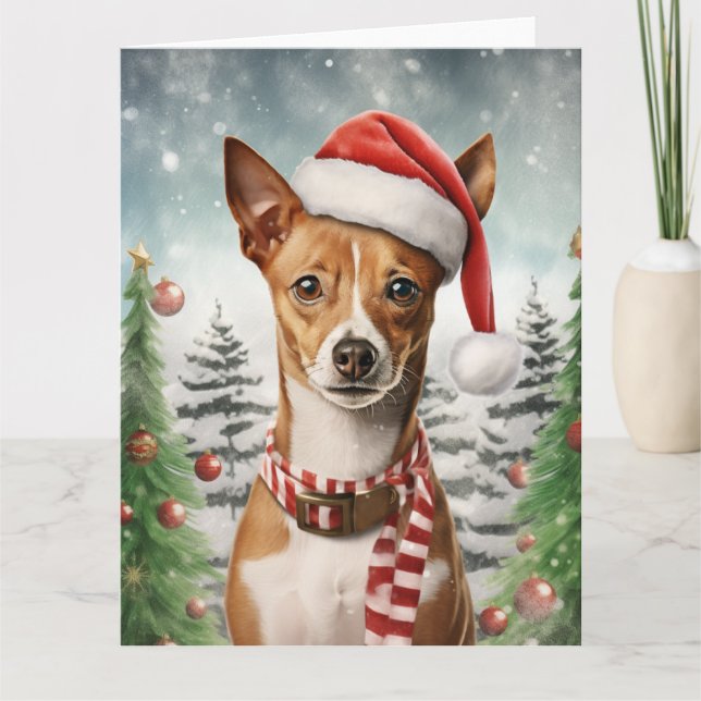 Basenji Dog Christmas Santa Paws Card (Front)