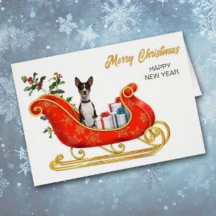 Basenji Dog Christmas Sleigh Card
