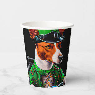 Basenji Dog driving bike St. Patrick's Day Paper Cups