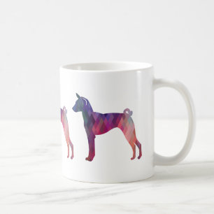 Basenji Dog Geo Pattern Silhouette Pink Coffee Mug