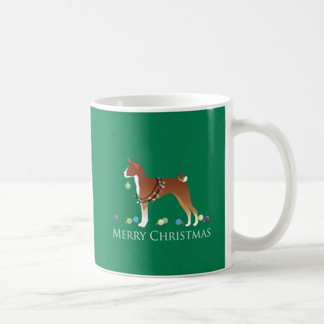 Basenji Dog Merry Christmas Design Coffee Mug (Right)