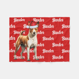 Basenji Dog Name Patterned Christmas Fleece Blanket