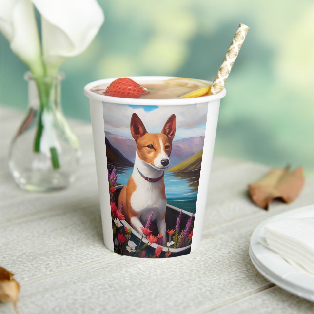Basenji Dog on a Paddle: A Scenic Adventure Paper Cups (Insitu)