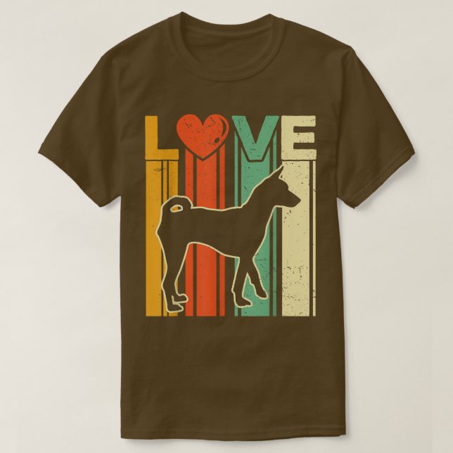 Basenji dog owner funny pet loverLOVE RETRO art  T-Shirt (Design Front)