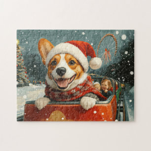 Basenji Dog Roller Coaster Christmas Jigsaw Puzzle