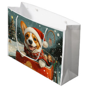 Basenji Dog Roller Coaster Christmas Large Gift Bag