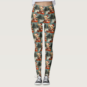 Basenji Dog Roller Coaster Christmas Leggings