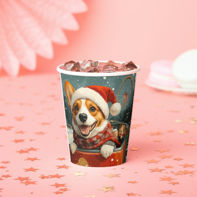 Basenji Dog Roller Coaster Christmas Paper Cups (Insitu)