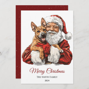 Basenji Dog Santa Claus Christmas Holiday Card
