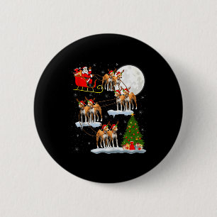 Basenji Dog Santa Sleigh Flying Funny Magical Chri 6 Cm Round Badge