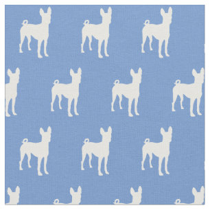 Basenji Dog Silhouette Pet Light Blue Fabric