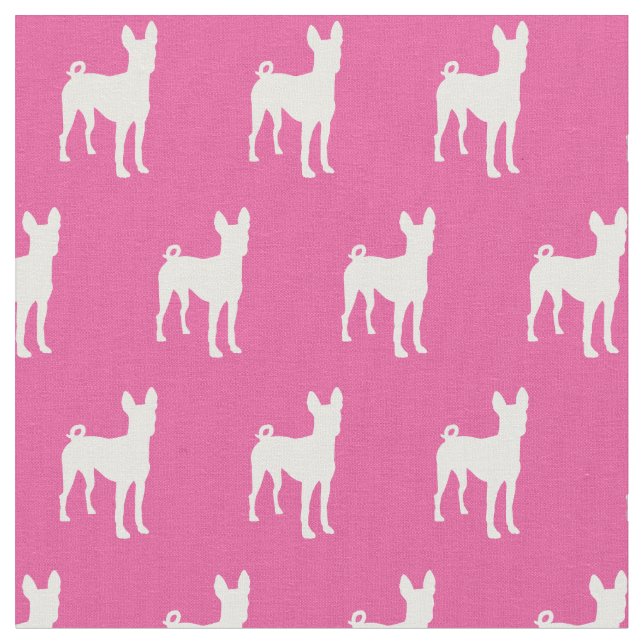 Basenji Dog Silhouette Pet Pink Fabric (Close Up)