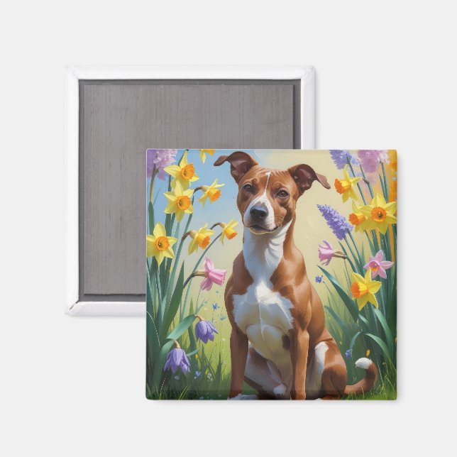 Basenji Dog Spring Flowers Painting  Magnet (Front/Back)