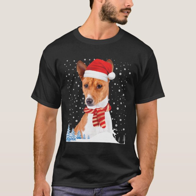 Basenji Dog Ugly Christmas Sweater Santa Hat Funny (Front)