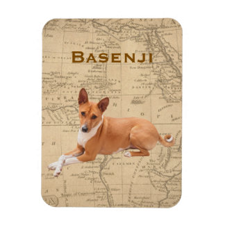 Basenji Dog & Vintage Africa Map Magnet